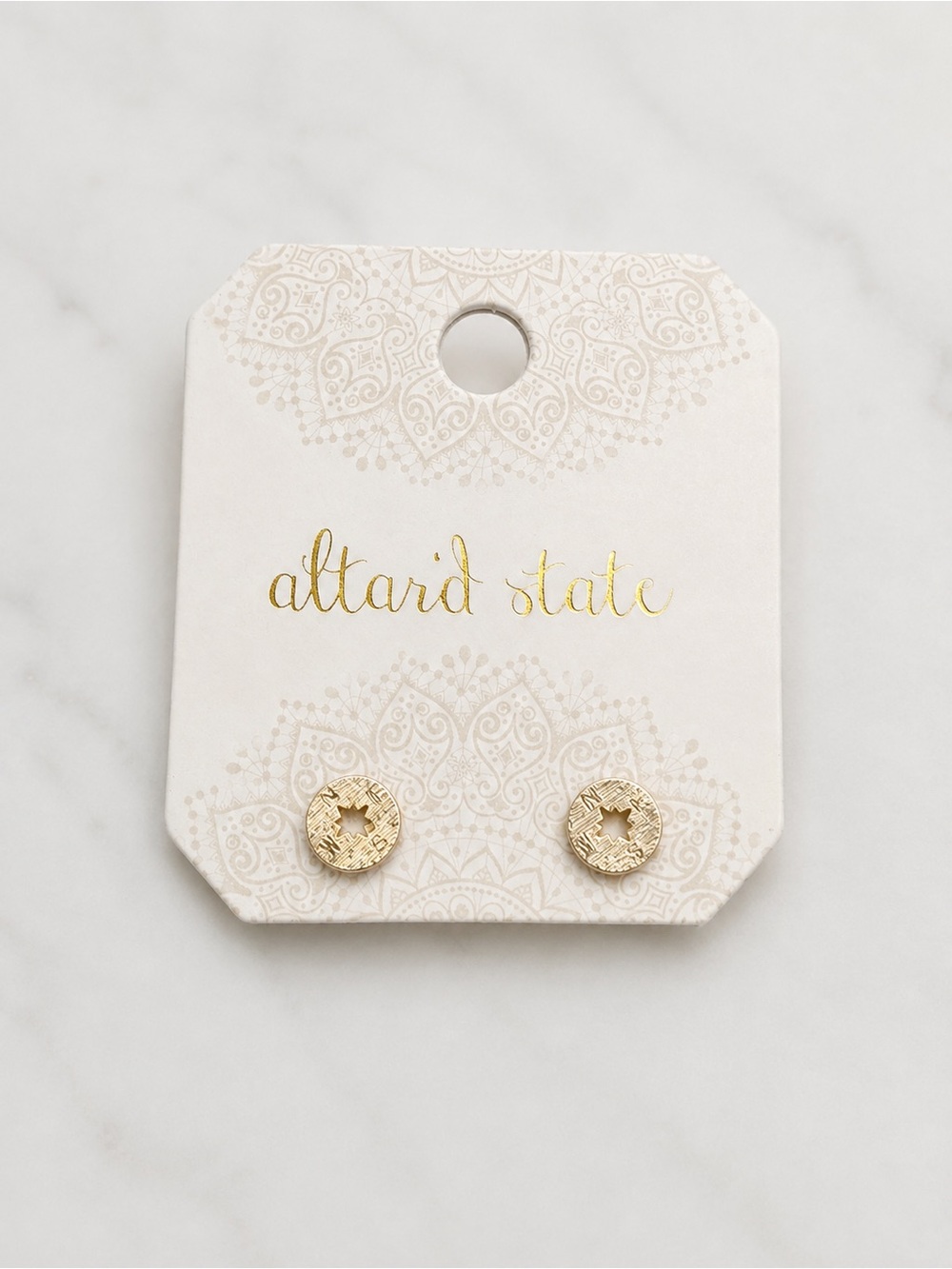 Altar'd State Gold Compass Stud Earrings